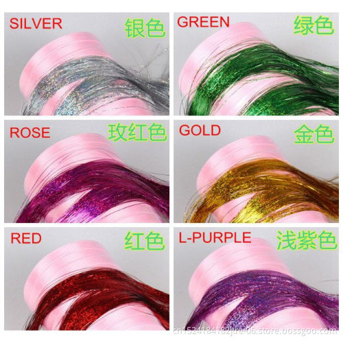 Hot Sale Silk Tinsel Hair Extensions Colorful Hair Tinsel Beautiful hair accessories